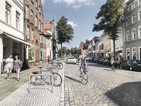 Visualisierung zum Straßenumbau in der Bardowiker-Str /Altstadt in Lüneburg