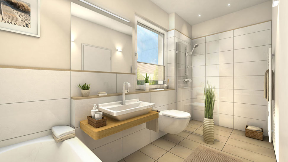 3D Architektur Visualisierung Badezimmer der Stadthuser / Reihenhuser