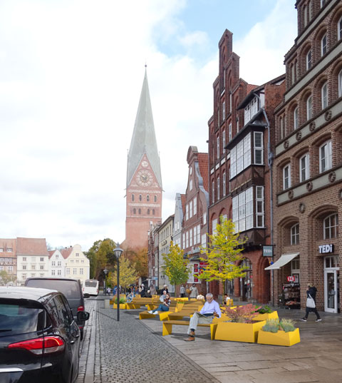 Visualisierung für die Stadt Lüneburg, Straßengestaltung Bardowiker-Str in der Altstadt